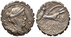 Claudia - Ti. Claudius Ti. - Denario (79 a.C.) Busto di Diana a d. - R/ La Vittoria su biga a d. - B. 5; Cr. 383/1 AG (g 4,37)
SPL