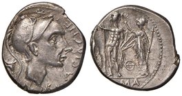 Cornelia - Cn. Cornelius Cn. f. - Denario (112-111 a.C.) Testa maschile elmata a d. - R/ Giove stante di fronte tra Giunone e Minerva - B. 19; Cr. 296...