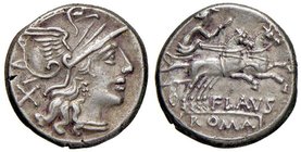 Decimia - C. Decimius Flavus - Denario (150 a.C.) Testa di Roma a d. - R/ Diana su biga a d. - B. 1; Cr. 207/1 AG (g 3,76)
SPL