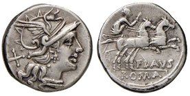 Decimia - C. Decimius Flavus - Denario (150 a.C.) Testa di Roma a d. - R/ Diana su biga a d. - B. 1; Cr. 207/1 AG (g 4,00)
BB