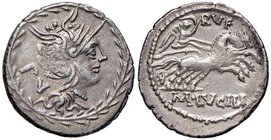 Lucilia - M. Lucilius Rufus - Denario (101 a.C.) Testa di Roma a d. - R/ La Vittoria su biga a d. - B. 1; Cr. 324/1 AG (g 4,07) Piccole screpolature
...