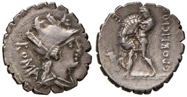 Poblicia - C. Poblicius Q. f. - Denario (80 a.C.) Busto di Roma a d. - R/ Ercole stante a s. strozza il leone - B. 9; Cr. 380/1 AG (g 3,83) Graffio al...