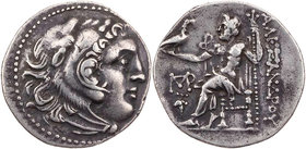 MAKEDONIEN, KÖNIGREICH
Alexander III., 336-323 v. Chr. AR-Drachme 290-275 v. Chr. Chios Vs.: Kopf des Herakles mit Löwenskalp n. r., Rs.: Zeus aetoph...