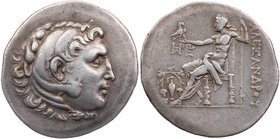 MAKEDONIEN, KÖNIGREICH
Alexander III., 336-323 v. Chr. AR-Tetradrachme 188-170 v. Chr. Temnos Vs.: Kopf des Herakles mit Löwenskalp n. r., Rs.: Zeus ...