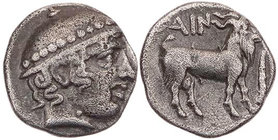 THRAKIEN AINOS
 AR-Diobol 440-412 v. Chr. Vs.: Kopf des Hermes mit Petasos n. r., Rs.: AIN, Ziegenbock steht n. r., rechts Keule AMNG 306; BMC -; SNG...