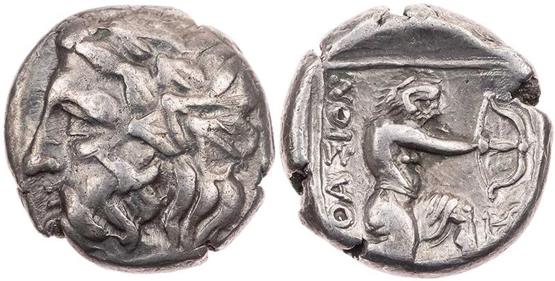 THRAKIEN THASOS
 AR-Didrachme 404-340 v. Chr. Vs.: Kopf des Dionysos mit Efeukr...