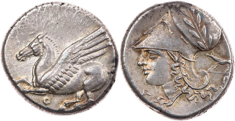 KORINTHIA KORINTH
 AR-Stater 375-306 v. Chr., Ar(...) Vs.: Pegasos fliegt n. l....