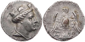 PONTOS AMISOS (ALS PEIRAIOS)
 AR-Siglos/Drachme 230-200 v. Chr. Vs.: Kopf der Hera mit Polos und Perlenkette n. r., Rs.: Eule steht mit ausgebreitete...