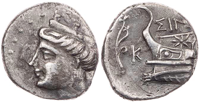 PAPHLAGONIEN SINOPE
 AR-Hemidrachme 3. Jh. v. Chr. Vs.: Kopf der Tyche Sinope m...