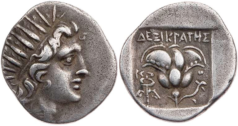 KARISCHE INSELN RHODOS
Rhodos AR-Drachme 188-170 v. Chr., unter Desikrates Vs.:...