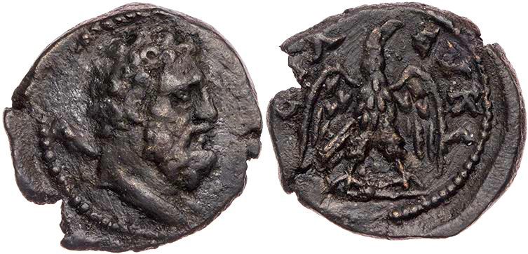 PISIDIEN SELEUKEIA SIDERA
 AE-Dichalkon 1. Jh. v. Chr. Vs.: Kopf des Herakles m...