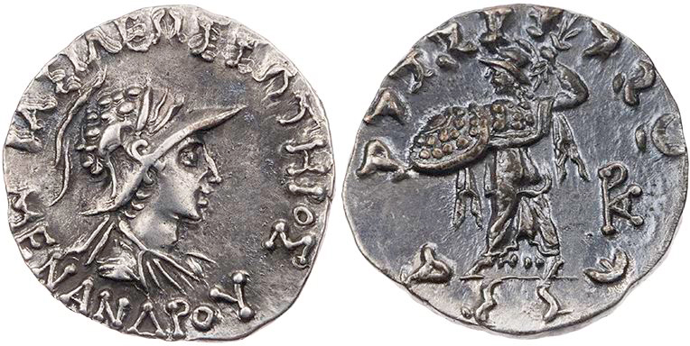 BAKTRIEN GRAECO-BAKTRISCHE UND INDO-GRIECHISCHE KÖNIGE
Menander I. Soter, 155-1...