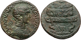 PAMPHYLIEN SIDE
Aquilia Severa, 2. und 4. Gemahlin des Elagabalus, 220/221 und 221/222 n. Chr. AE-Tetrassarion Vs.: drapierte Büste n. r., Rs.: verzi...