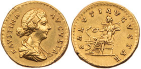RÖMISCHE KAISERZEIT
Faustina II. minor, Gemahlin des Marcus Aurelius, 161-180 n. Chr. AV-Aureus 161-176 n. Chr. Rom Vs.: FAVSTINA AVGVSTA, drapierte ...