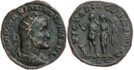 RÖMISCHE KAISERZEIT
Maximinus Thrax, 235-238 n. Chr. AE-Dupondius 236 n. Chr. Rom Vs.: IMP MAXIMINVS PIVS AVG, gepanzerte und drapierte Büste mit Str...