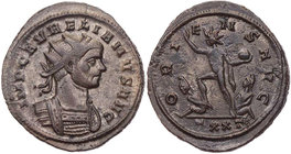 RÖMISCHE KAISERZEIT
Aurelianus, 270-275 n. Chr. AE-Antoninian 274 n. Chr. Ticinum, 3. Offizin Vs.: IMP C AVRELIANVS AVG, gepanzerte Büste mit Strahle...