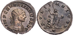 RÖMISCHE KAISERZEIT
Aurelianus, 270-275 n. Chr. AE-Antoninian 274 n. Chr. Siscia, 3. Offizin Vs.: IMP C AVRELIANVS AVG, gepanzerte Büste mit Strahlen...