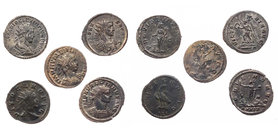 Lot, römische Münzen Antoniniane des Aurelianus, Probus, Divus Carus, Numerianus und Diocletianus. 5 Stück ss, ss-vz