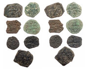 Lot, byzantinische Münzen AE-Folles aus Sizilien der Zeit 654-842: Konstans II. mit Söhnen (2), Konstantinos V. und Leon IV. (3), Leon IV. und Konstan...