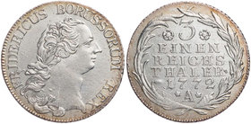 BRANDENBURG - PREUSSEN PREUSSEN, KÖNIGREICH
Friedrich II., 1740-1786. 1/3 Taler 1772 A Berlin Vs.: belorbeerte Büste n. r., Rs.: Wert und Jahreszahl ...