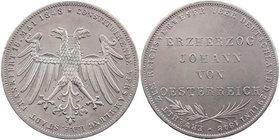 FRANKFURT STADT
 Gedenk-Doppelgulden 1848 Erzherzog Johann von Österreich AKS 39; J. 46; Thun 135. l. berieben, vz aus PP