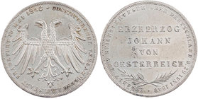 FRANKFURT STADT
 Gedenk-Doppelgulden 1848 Erzherzog Johann von Österreich AKS 39; J. 46; Thun 135. kl. Kratzer und Randfehler, ss-vz