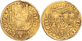 KÖLN ERZBISTUM
Philipp II. von Daun-Oberstein, 1508-1515. Goldgulden 1511 ohne Mzst., Zons? Prägung im Rheinischen Münzverein (Vertrag von 1509), Vs....