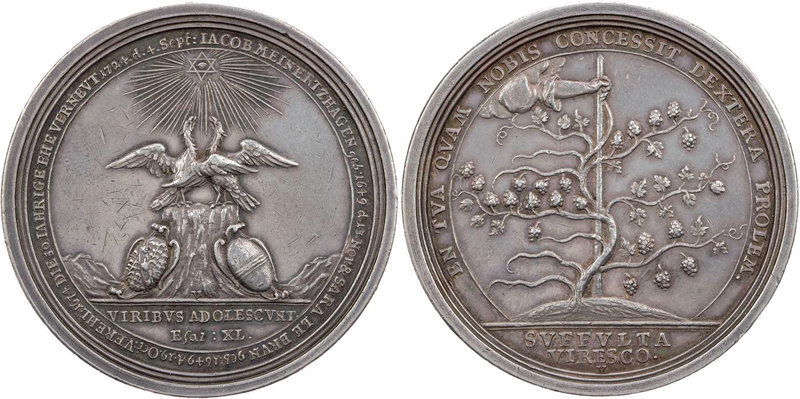 KÖLN STADT
 Silbermedaille 1724 v. A. Vestner, Nürnberg Auf die Goldene Hochzei...