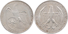 WEIMARER REPUBLIK
 3 Reichsmark 1929 A Zur Vereinigung Waldecks mit Preussen J. 337. fast vz