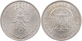 WEIMARER REPUBLIK
 3 Reichsmark 1929 E 1000 Jahre Burg und Stadt Meißen J. 338. winz. Kratzer, vz-/vz