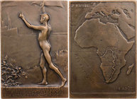 BELGIEN KÖNIGREICH
Leopold II., 1865-1909. Bronzeplakette 1909 v. Paul Wissaert Auf die Rückkehr des Prinzen Albert von seiner Afrikareise 1909, Vs.:...