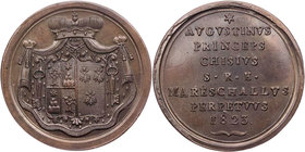 ITALIEN KIRCHENSTAAT / VATIKAN
Sedisvakanz 1823. Bronzemedaille 1823 ohne Signatur Agostino II. Prinz Chigi, Marschall der Heiligen Römischen Kirche ...