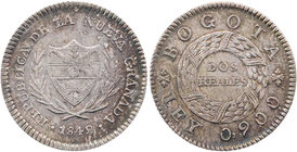 KOLUMBIEN
Republik Nueva Granada, 1837-1859. 2 Reales 1849 KM 105. seltenes Jahr feine Patina, fast vz