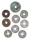 CHINA BEI SONG-DYNASTIE, 976-1126.
 Lot Käschmünzen Zhe Zong, 1086-1100, Nian Hao: Yuan Fu, 1098-1100, davon 1 Zweier. 9 Stück meist ss