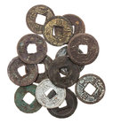 CHINA NAN SONG-DYNASTIE, 1127-1279.
 Lot Käschmünzen Du Zong, 1265-1274, Nian Hao: Xian Chun, mit Jahresdatierungen. 13 Stück s