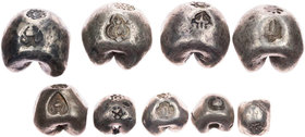 ASIEN THAILAND
 Lot Kugelgeld Kugelgeld aus Silber: Rama I., 1782-1809, Tri, Baht, 15,25g, KM A1; Rama II., 1809-1824, Krut, Baht, 15,16g, KM 20; Ram...