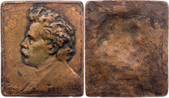 PERSONEN MALER UND BILDHAUER
Carrière, Eugène, 1849-1906. Bronzehohlgussplakette 1901 v. Henry Nocq (Monogramm signiert) Vs.: Büste n. l., links unte...