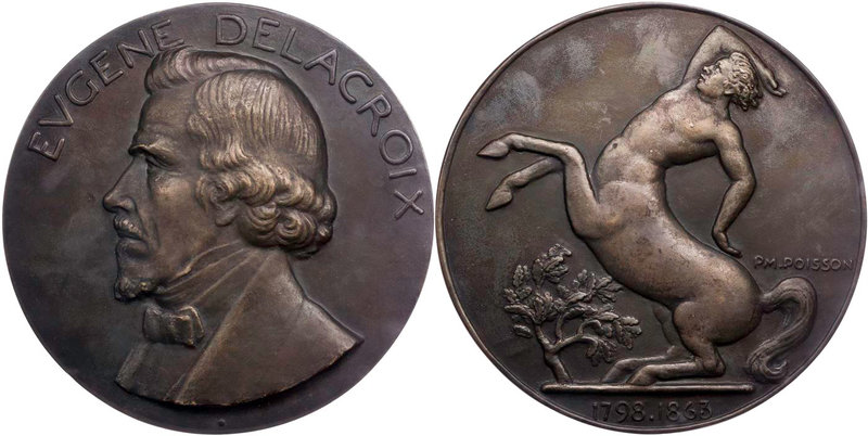 PERSONEN MALER UND BILDHAUER
Delacroix, Eugène, 1798-1863. Bronzemedaille o. J....