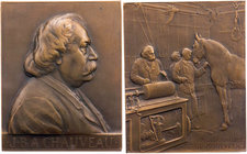 PERSONEN MEDIZINER UND ÄRZTE
Chauveau, Jean Baptiste Auguste, 1827-1917. Bronzeplakette o. J. (1903) v. Paul Richer, bei Monnaie de Paris Vs.: Büste ...