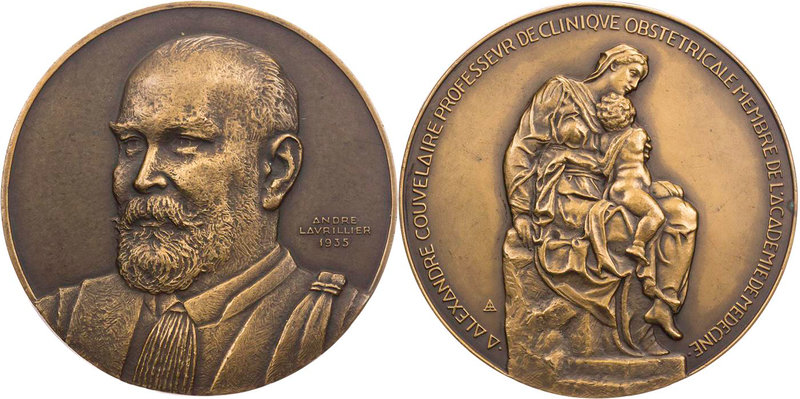 PERSONEN MEDIZINER UND ÄRZTE
Couvelaire, Alexandre, 1873-1948. Bronzemedaille 1...