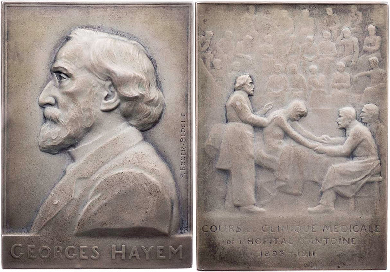 PERSONEN MEDIZINER UND ÄRZTE
Hayem, Georges, 1841-1933. Silberplakette o. J. (1...