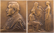 PERSONEN MEDIZINER UND ÄRZTE
Lannelongue, Odilon Marc, 1840-1911. Bronzeplakette 1901 v. Jules-Clément Chaplain, bei Monnaie de Paris Vs.: Büste im G...