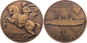 VERKEHRSWESEN SCHIFFAHRT
Frankreich Bronzemedaille 1935 v. Raymond Delamarre, bei Monnaie de Paris Auf die Indienststellung der Ville d'Alger, Vs.: a...
