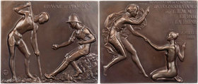 VERKEHRSWESEN EISENBAHNWESEN
Belgisch-Kongo Bronzeplakette 1929 v. Eugène Jean de Bremaecker, bei Jules Fonson Auf die Einweihung der Nieder-Kongo-Ka...