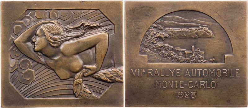 VERKEHRSWESEN AUTOMOBILWESEN
Monaco Bronzeplakette 1928 v. Édouard Fraisse (irr...