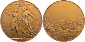 VERKEHRSWESEN LUFTFAHRT
Belgisch-Kongo Bronzemedaille o. J. (1925 oder später) v. Charles Samuel, bei Fisch & Cie Auf den ersten Flug von Belgien nac...