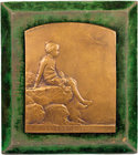 VERKEHRSWESEN LUFTFAHRT
Frankreich Bronzehohlguss-Relief o. J. v. Eugène-Baptiste Domenc, bei (Albert & Léon) Susse frères, Paris Le prédestine. Knab...