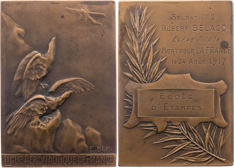 VERKEHRSWESEN LUFTFAHRT
Frankreich Bronzeplakette o. J. (1914-1917) v. Édouard-...
