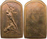 GEWERBE, HANDEL, INDUSTRIE BANKEN
Belgien Bronzeplakette 1919 v. Godefroid Devreese Widmung der Banque nationale de Belgique, Brüssel, Vs.: nackter B...