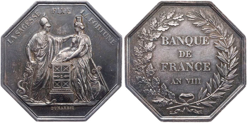 GEWERBE, HANDEL, INDUSTRIE BANKEN
Frankreich Achteckiger Silberjeton 1799/1800 ...